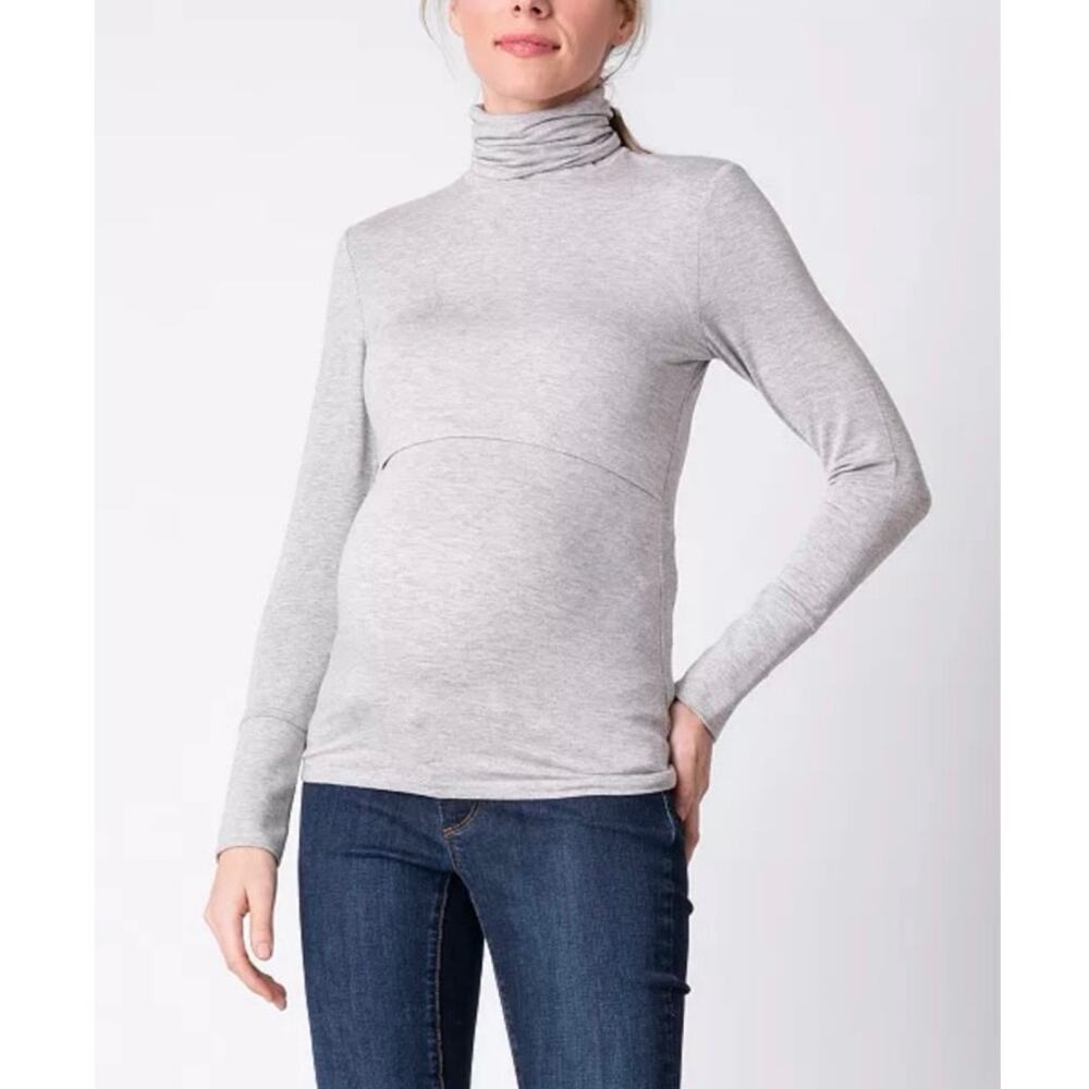 Seraphine Gray Maternity Turtleneck Blouse